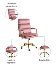 Scaun ergonomic VAMURE Catifea Roz_1071137