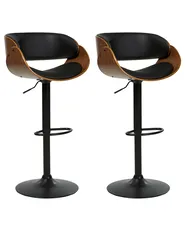 Set of 2 Bar Chairs BAKU II Swivel Faux Leather Black_953009