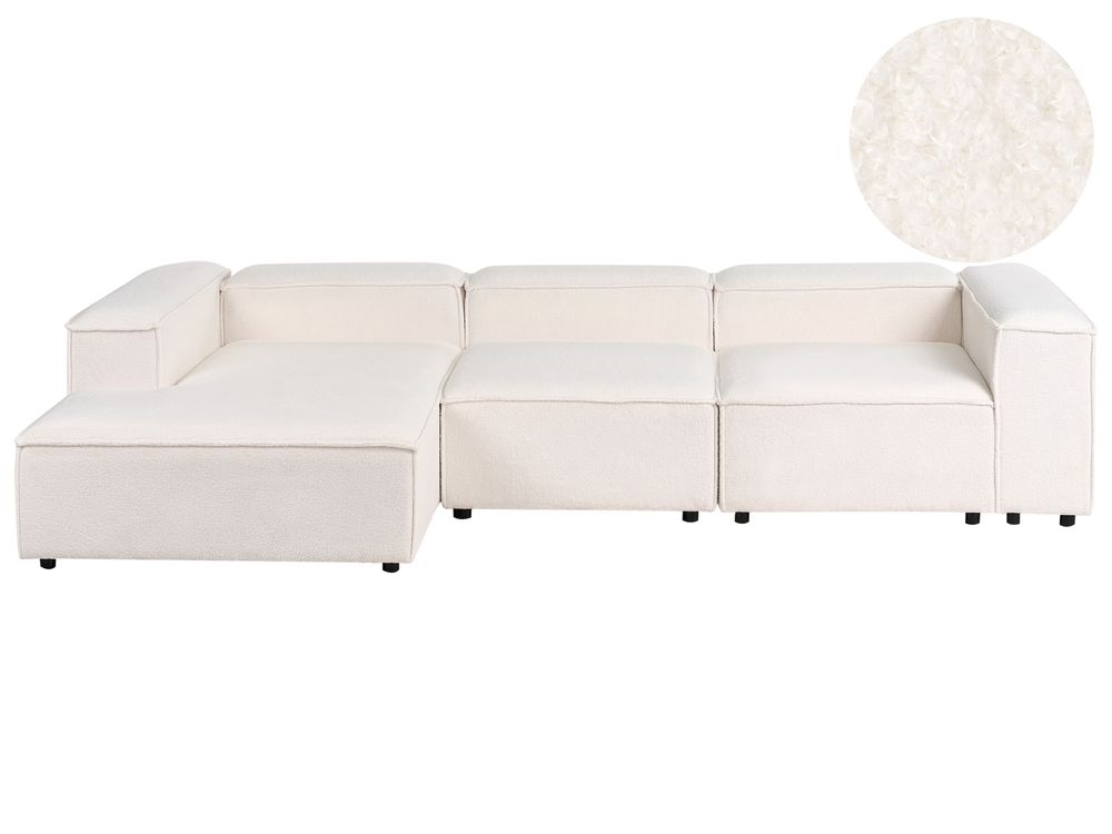 Sofá de canto modular 4 lugares ARDAL Bouclé Branco creme à direita