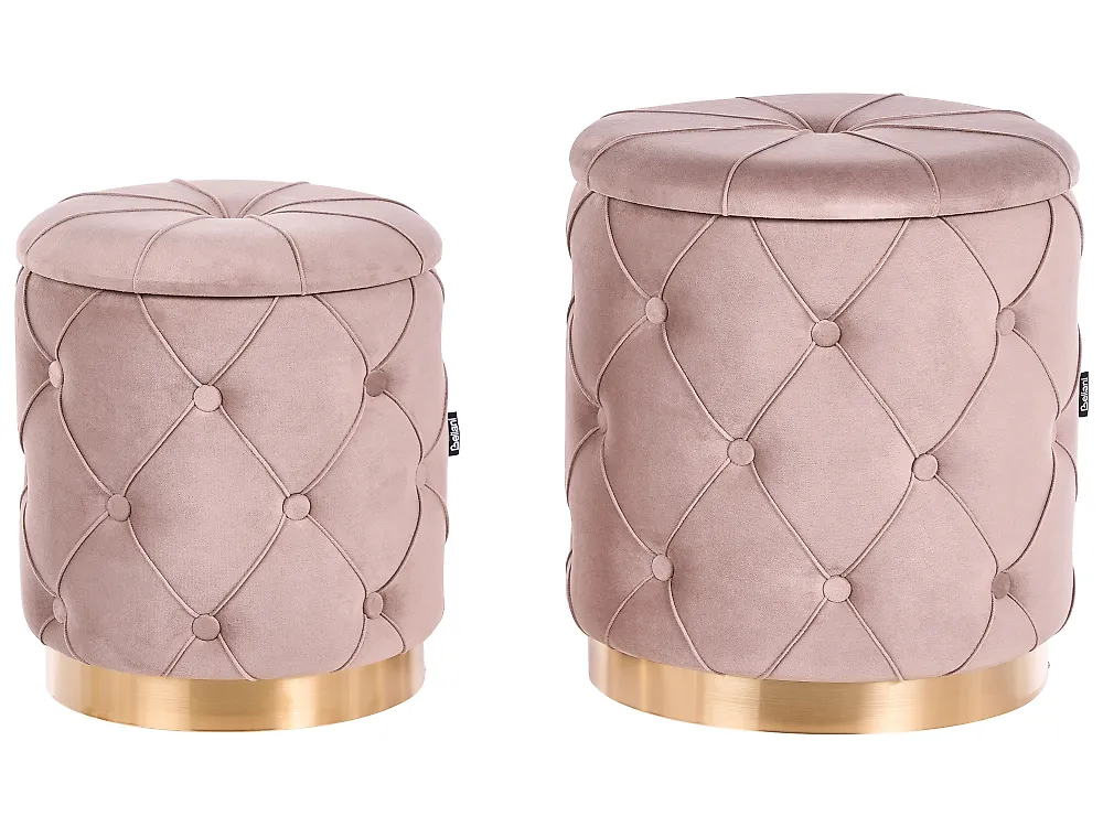 Lot de 2 poufs avec rangement PUEBLO Velours Taupe