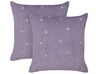 Conjunto de 2 almofadas decorativas com padrão floral bordado violeta 45 x 45 cm LAVATERA_901982