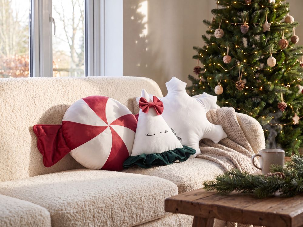 Set of 3 Decorative Cushions NOELNEST 30 x 35 cm 40 x 40 cm Velvet Multicolour Christmas Motif