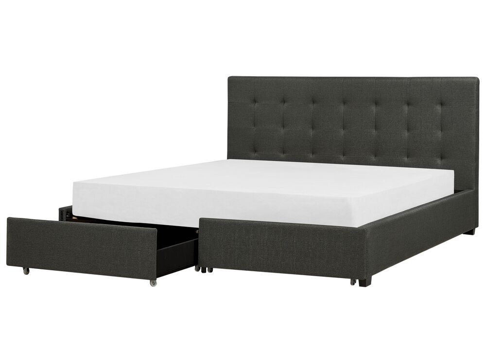 Grey king size bed with drawers 2025