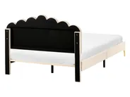 Lit avec sommier Velours SAUVIAN 140 x 200 cm Beige_1014404