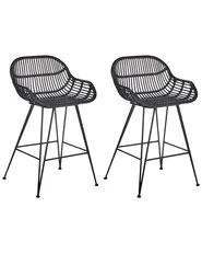 Set of 2 Bar Chairs TERRELL Rattan Black_1072288