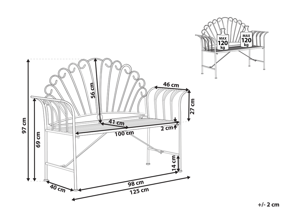 Metal Garden Bench Pink 125 cm CAVINIA Beliani