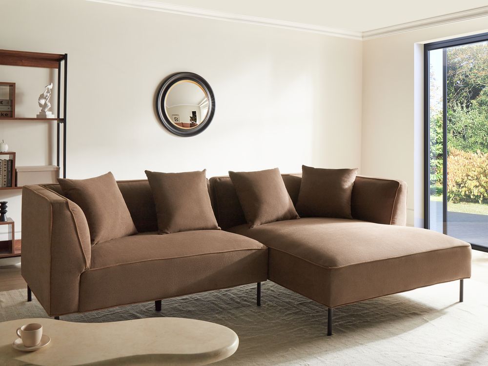 Ecksofa SATER Stoff Braun linksseitig
