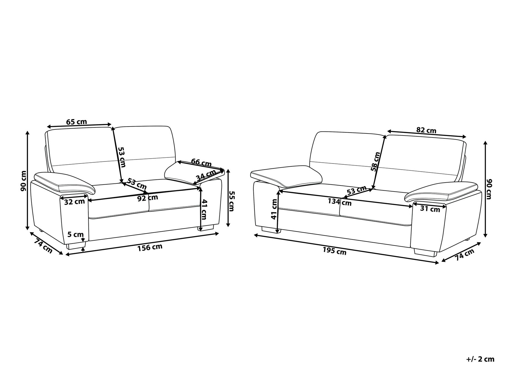 Living Room Set 5 Seater VOGAR Fabric Light Beige_901173