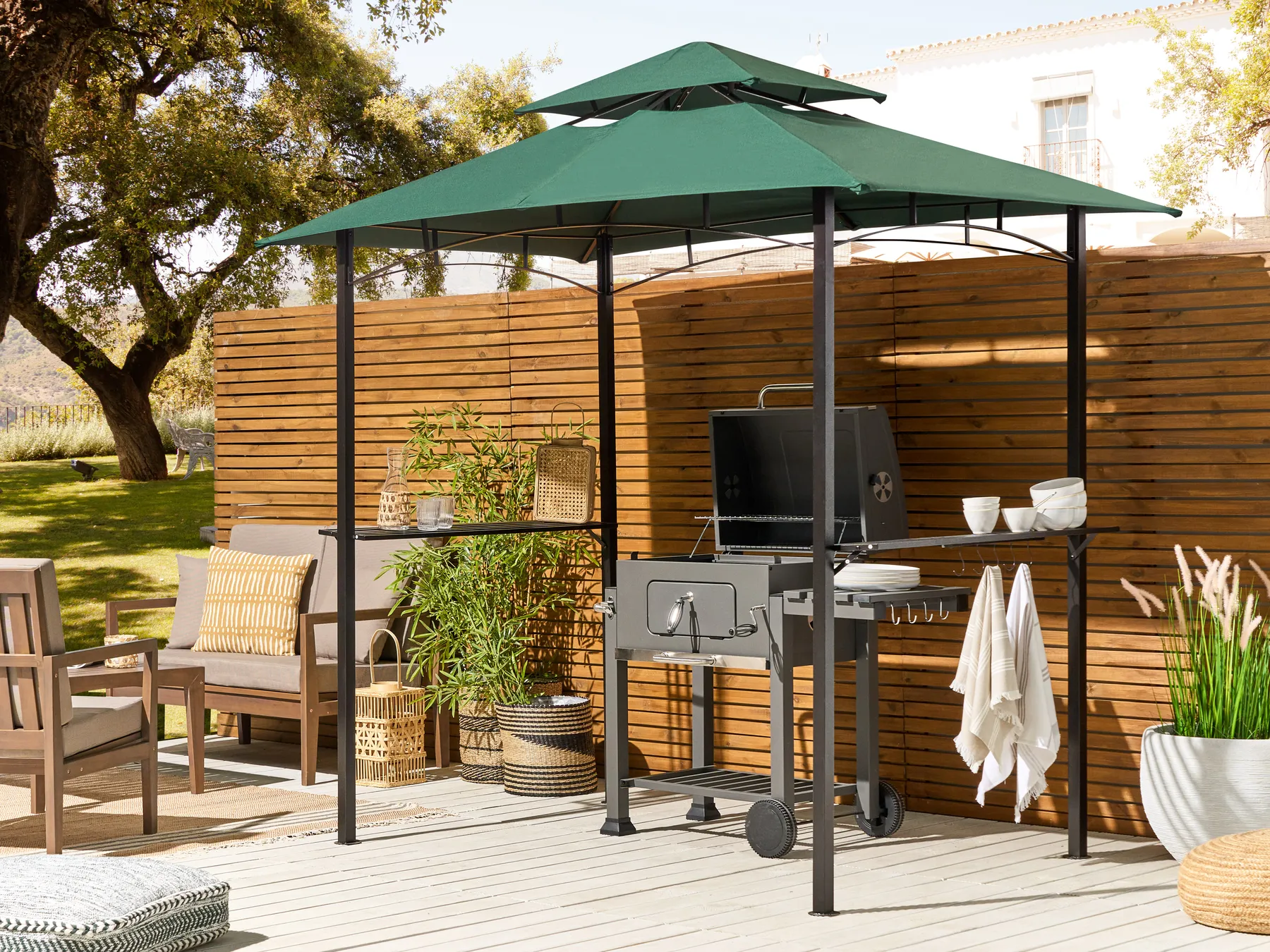 Gazebo NARO 240 cm 148 cm Metal Dark Green_851671
