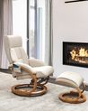 Poltrona massaggiante FORCE con poggiapiedi Pelle sintetica Beige chiaro
