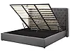 Ottoman Bed LUBBON Velvet Grey 180 x 200 cm (EU Super King)