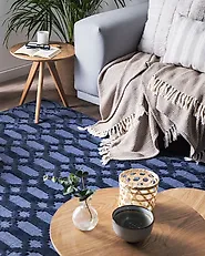 Alfombra CIZRE Azul marino 140 x 200 cm Viscosa_1184610