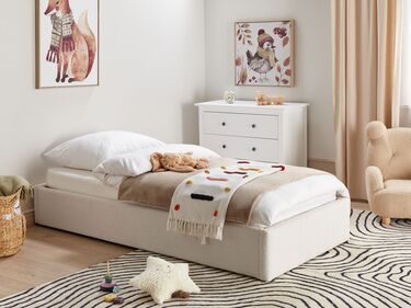 Boucle EU Single Size Ottoman Bed Off-White DINAN