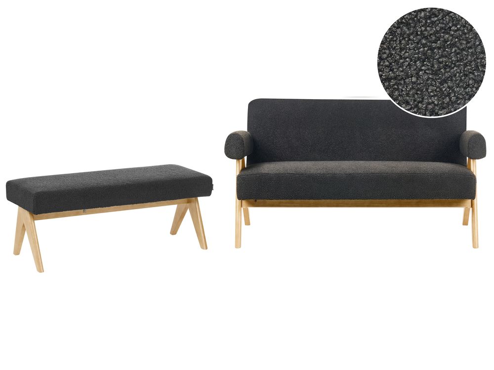 Set da salotto TAMRE Bouclé Nero/Marrone chiaro