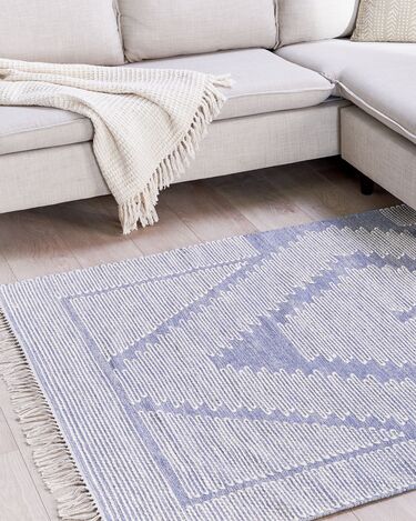 Cotton Area Rug 160 x 230 cm Blue and White ANSAR