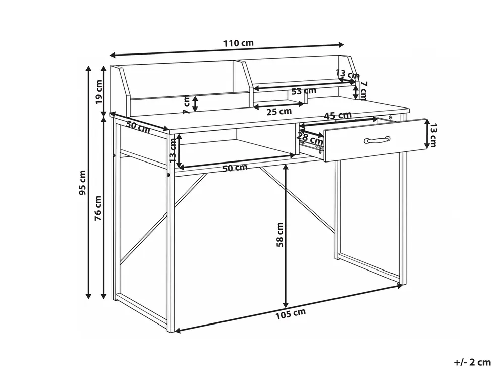 Birou cu raft superior ZYRA 110 cm x 50 cm Alb_1193651