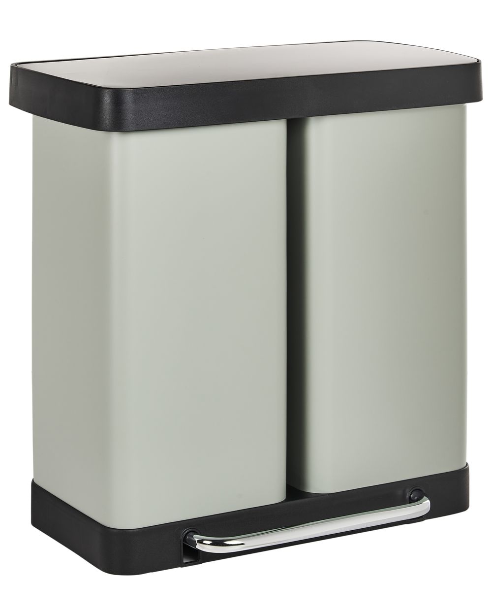 Kosz na śmieci z pedałem dwukomorowy 60 L ECOSORT Metal Jasnozielony