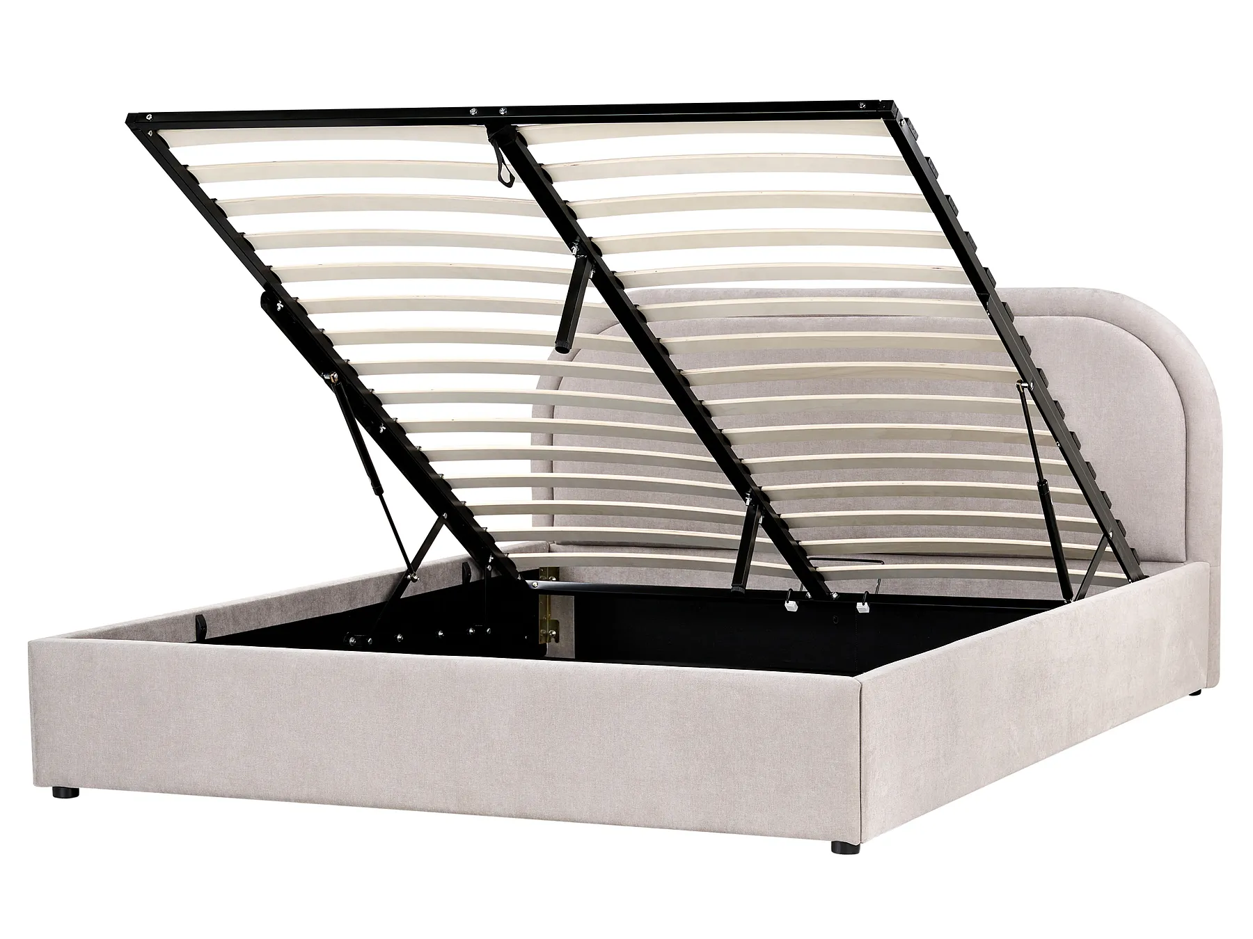 Bett mit Stauraum QUILLIEN Chenillegewebe Taupe 160 x 200 cm_989556