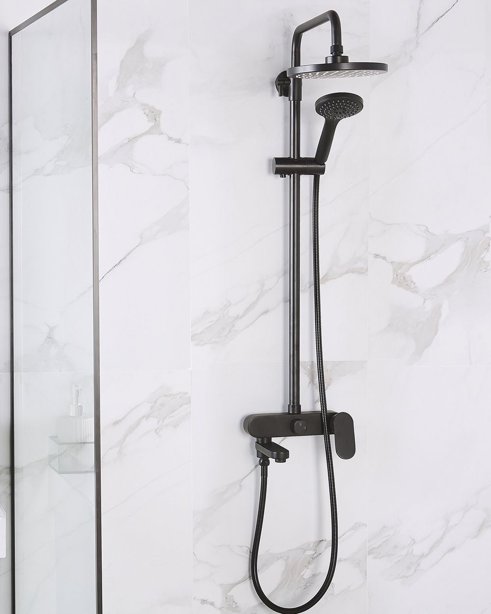 Ensemble de douche avec mitigeur et douche de pluie GURARA Noir
