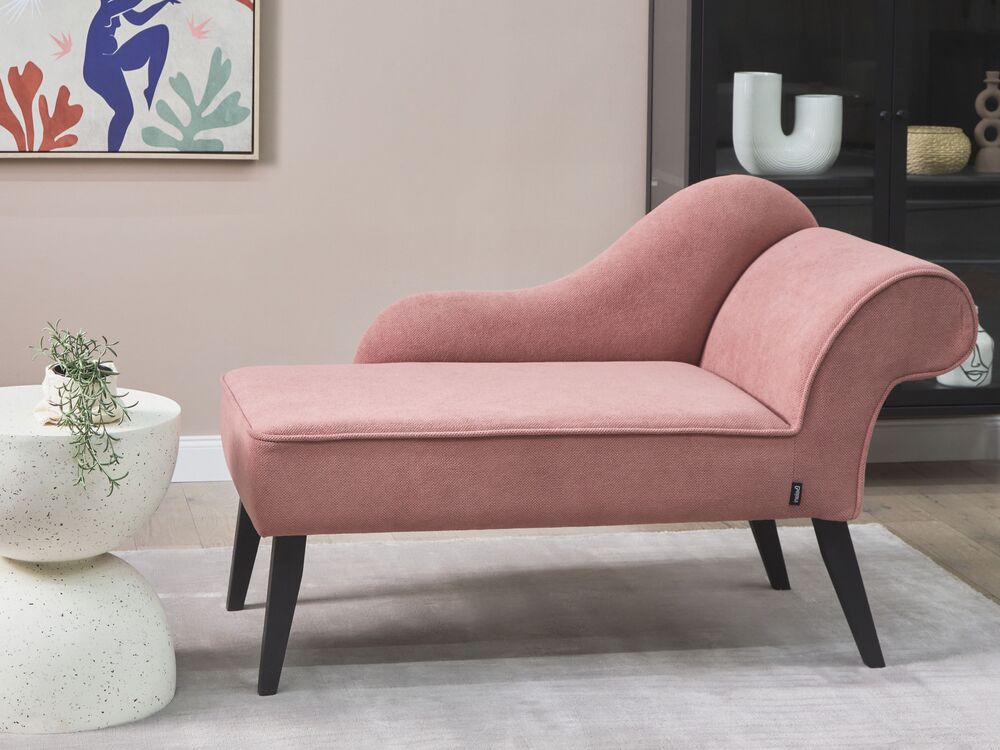 Right Hand Fabric Chaise Lounge Pink BIARRITZ Beliani.pt