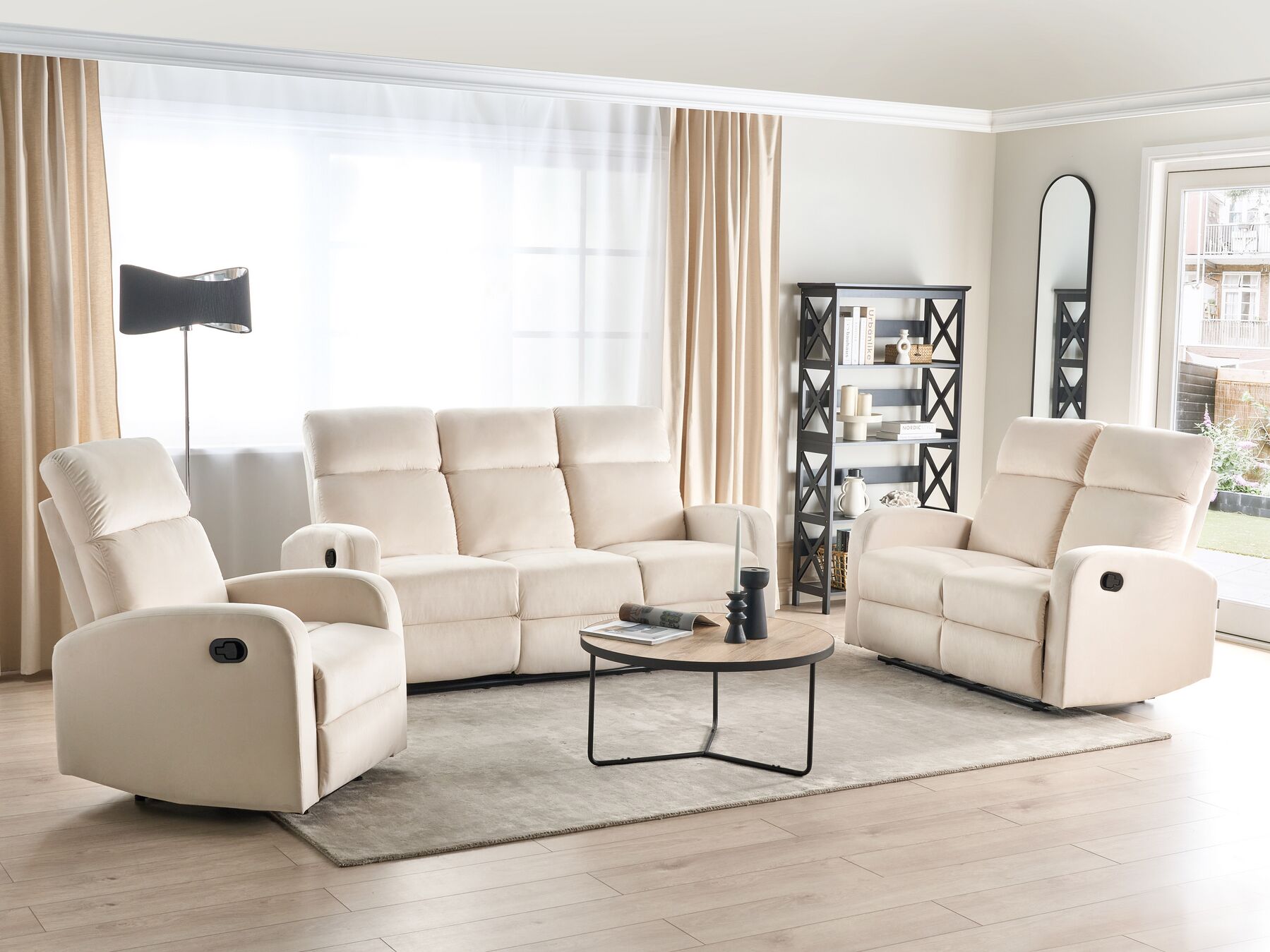 Velvet Manual Recliner Living Room Set White VERDAL_904809