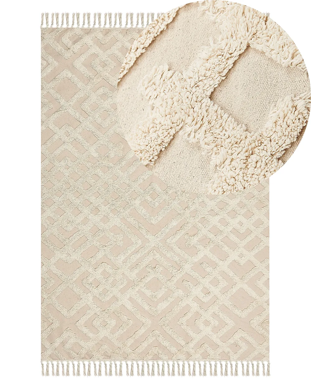 Tapis Shaggy Beige 140x200 Cm - 5 Cm D'épaisseur, 100% Polyester, Salon, Design Chinois, Neuf Avec étiquettes