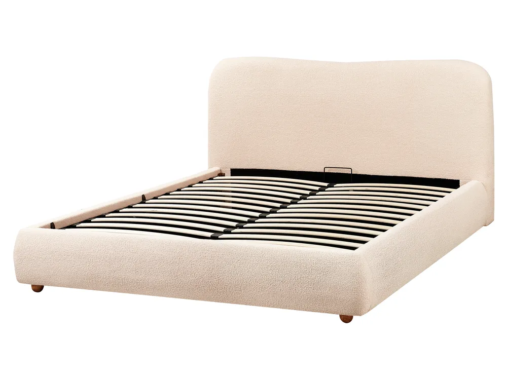 Ottoman Bed BLAGNAC Boucle Light Beige 160 x 200 cm (EU King Size)_960640