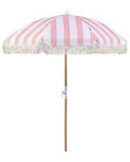 Ombrellone Da Spiaggia Rosa Boho Con Frangia 180cm, UV50+ E Impermeabile, Con Borsa - 2