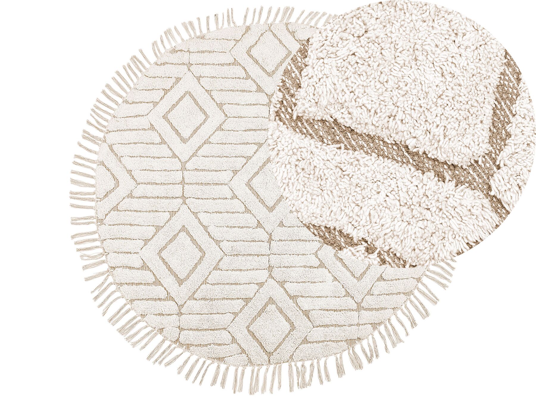 Okrúhly bavlnený koberec ø 140 cm béžový HORASAN_837837