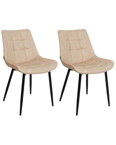 Sæt med 2 spisebordsstole kunstlæder beige MELROSE II