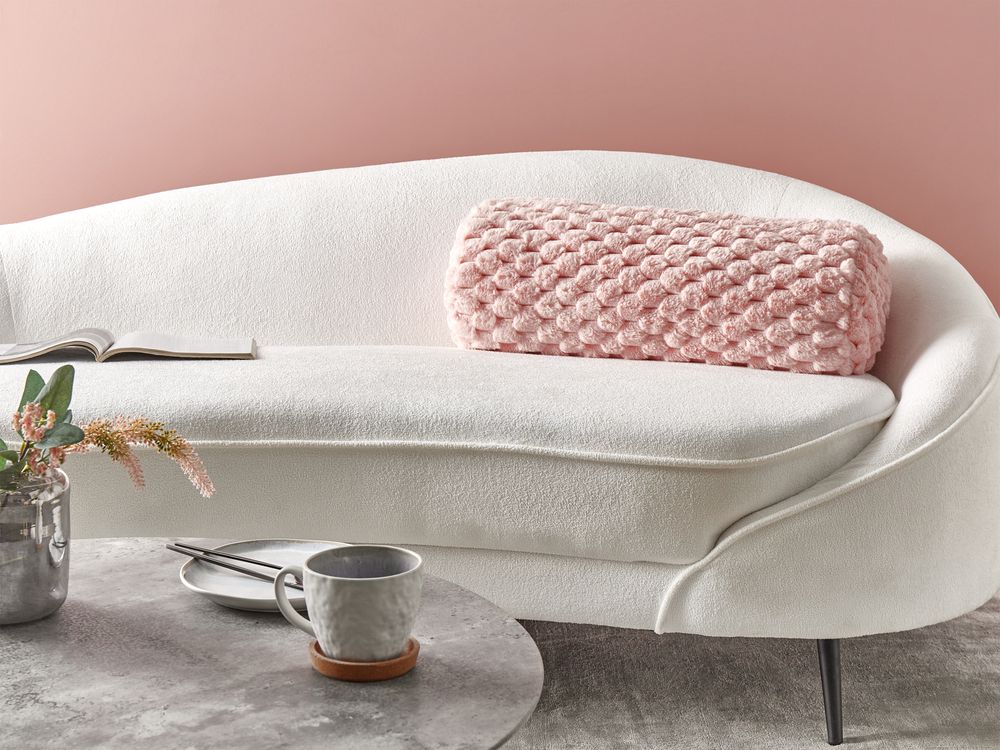 Almofada decorativa LINDEN 22 x 60 cm Pelo sintético Rosa Sólido