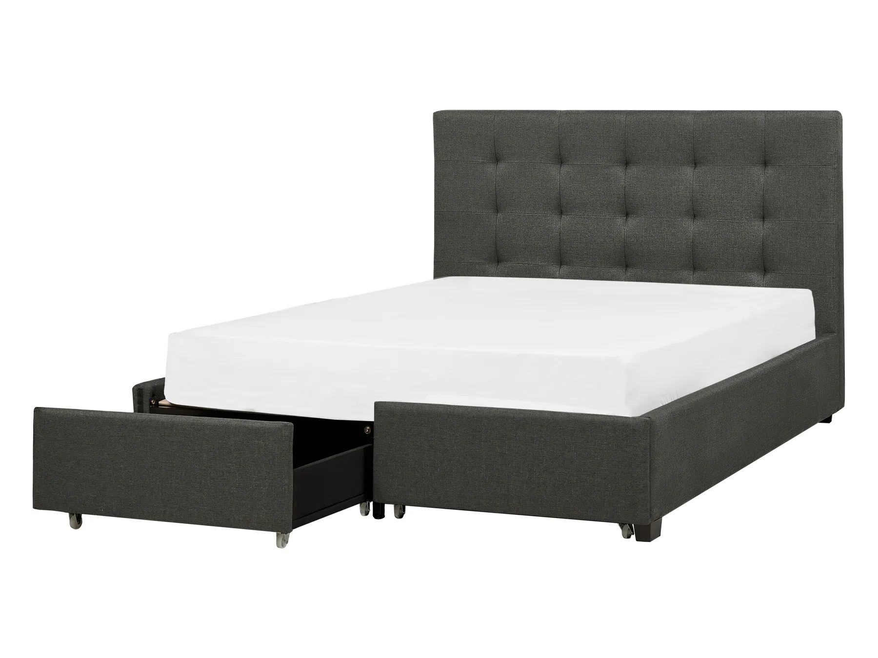 Bett mit Schubladen LA ROCHELLE Stoff Dunkelgrau 140 x 200 cm_904555