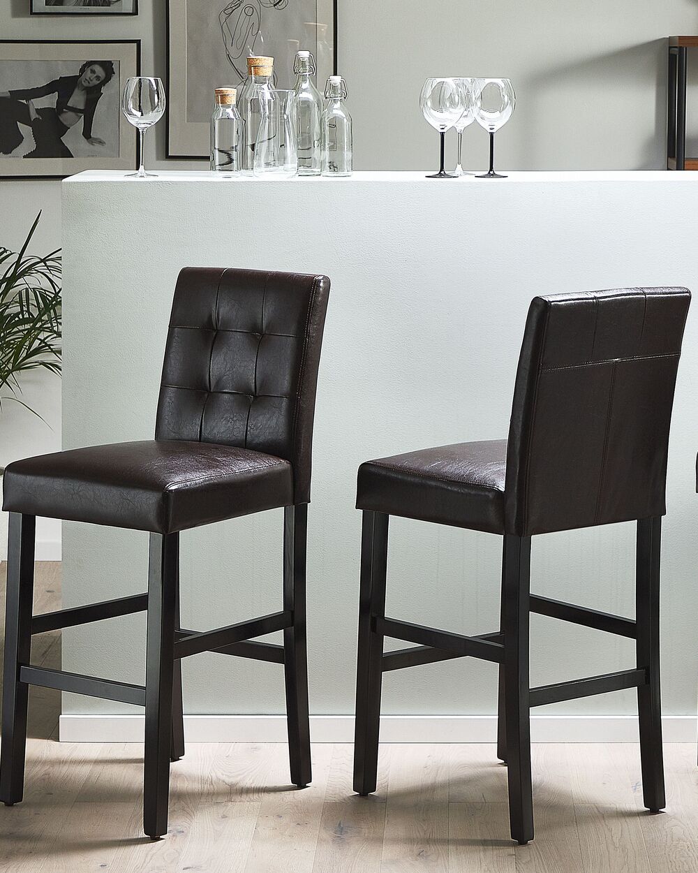 Bar Chair MADISON Faux Leather Dark Brown