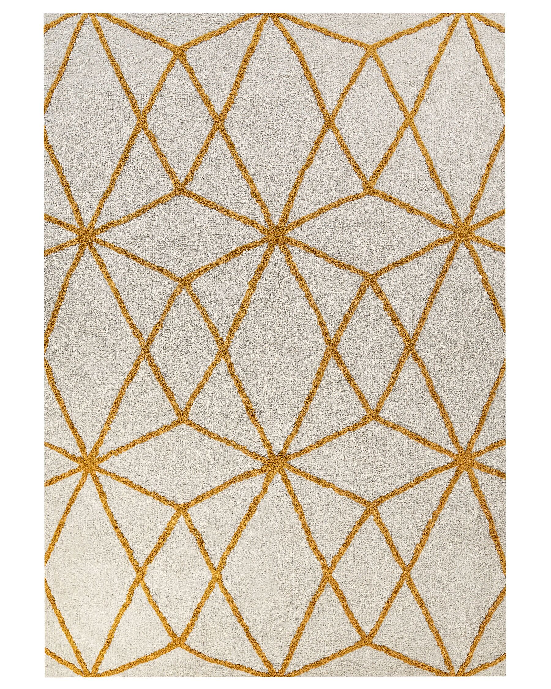 Tapis en coton blanc cassé et jaune 160 x 230 cm MARAND_842993