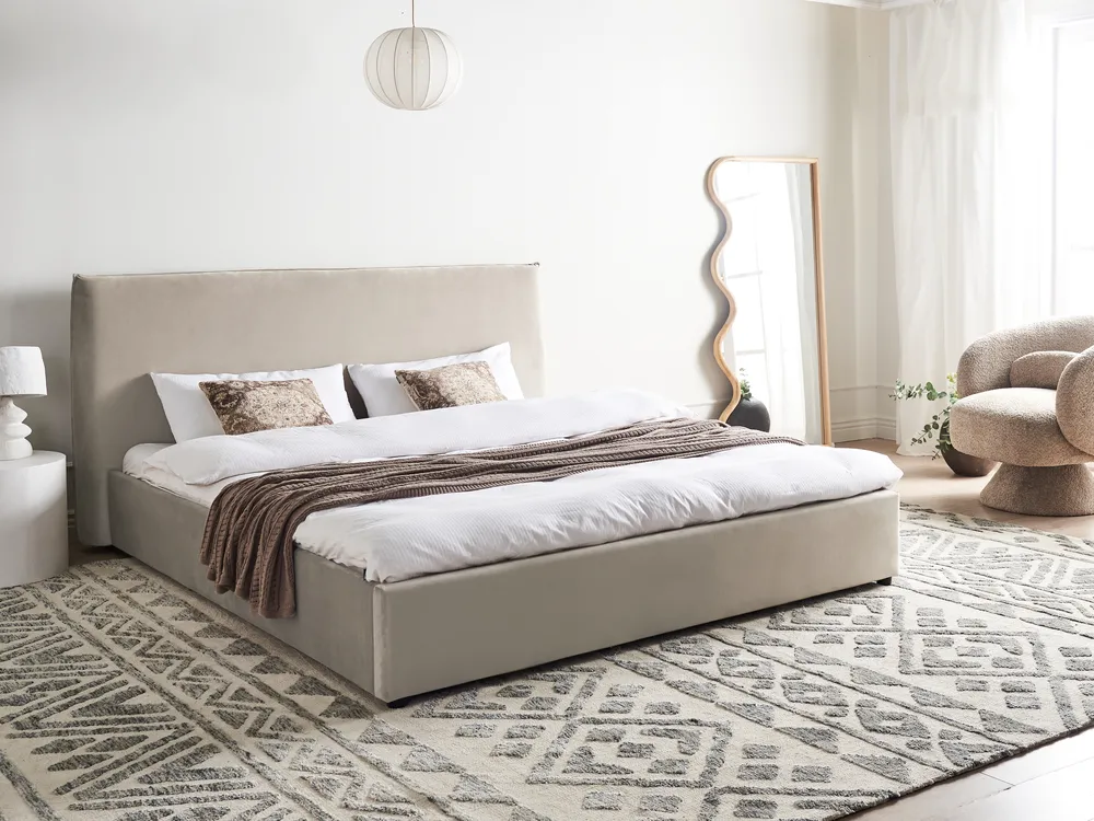 Bed Velvet LAVAUR 180 x 200 cm (EU Super King) Taupe