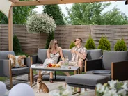 Garden Lounge Set with Table and Ottoman 5 Seater NOLA Metal Grey_1114924