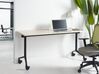 Folding Office Desk with Casters 160 x 60 cm Light Wood and Black CAVI_922286