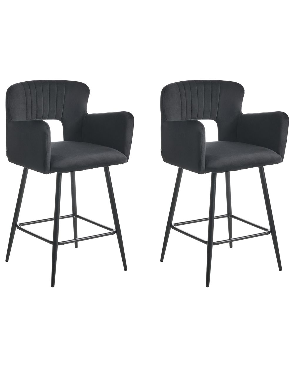 Lot de 2 chaises de bar SANILAC Velours Noir