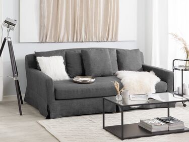 3 Seater Fabric Sofa Dark Grey GILJA 