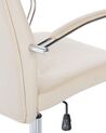 Silla de oficina reclinable de piel sintética beige/plateado OSCAR_812063