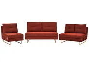 Living Room Set 6 Seater JERSLEV Fabric Red_1013512