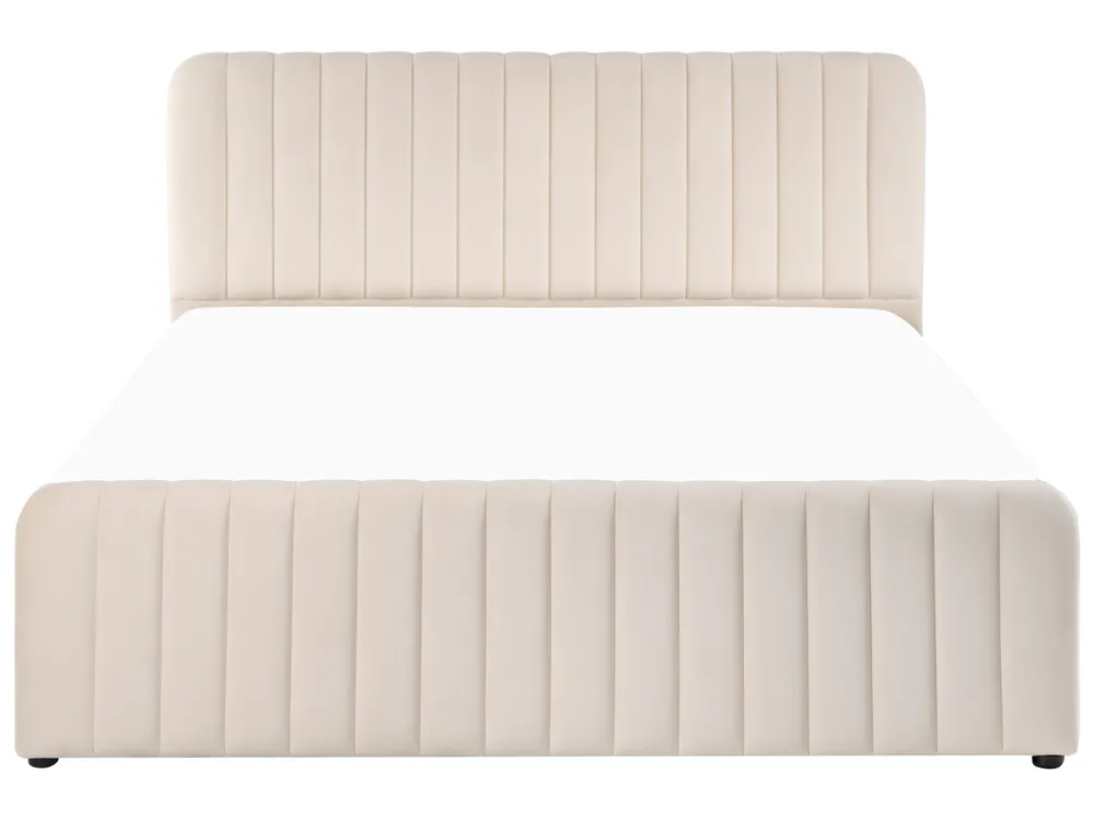Ottoman Bed LUNAN Velvet Beige 160 x 200 cm (EU King Size)_1051393