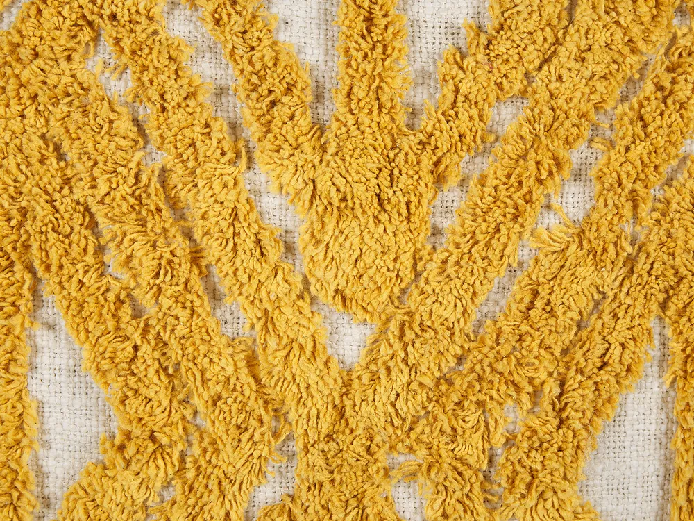 HOMESCAPES Federa Per Cuscino 45x45 Cm | 100% Cotone A Trecce | Giallo Senape | Morbida E Traspirante