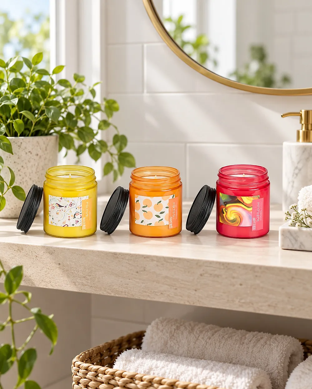 Set of 3 Scented Candles FRUITY BLOOM Soy Wax Fruity Notes_1183123