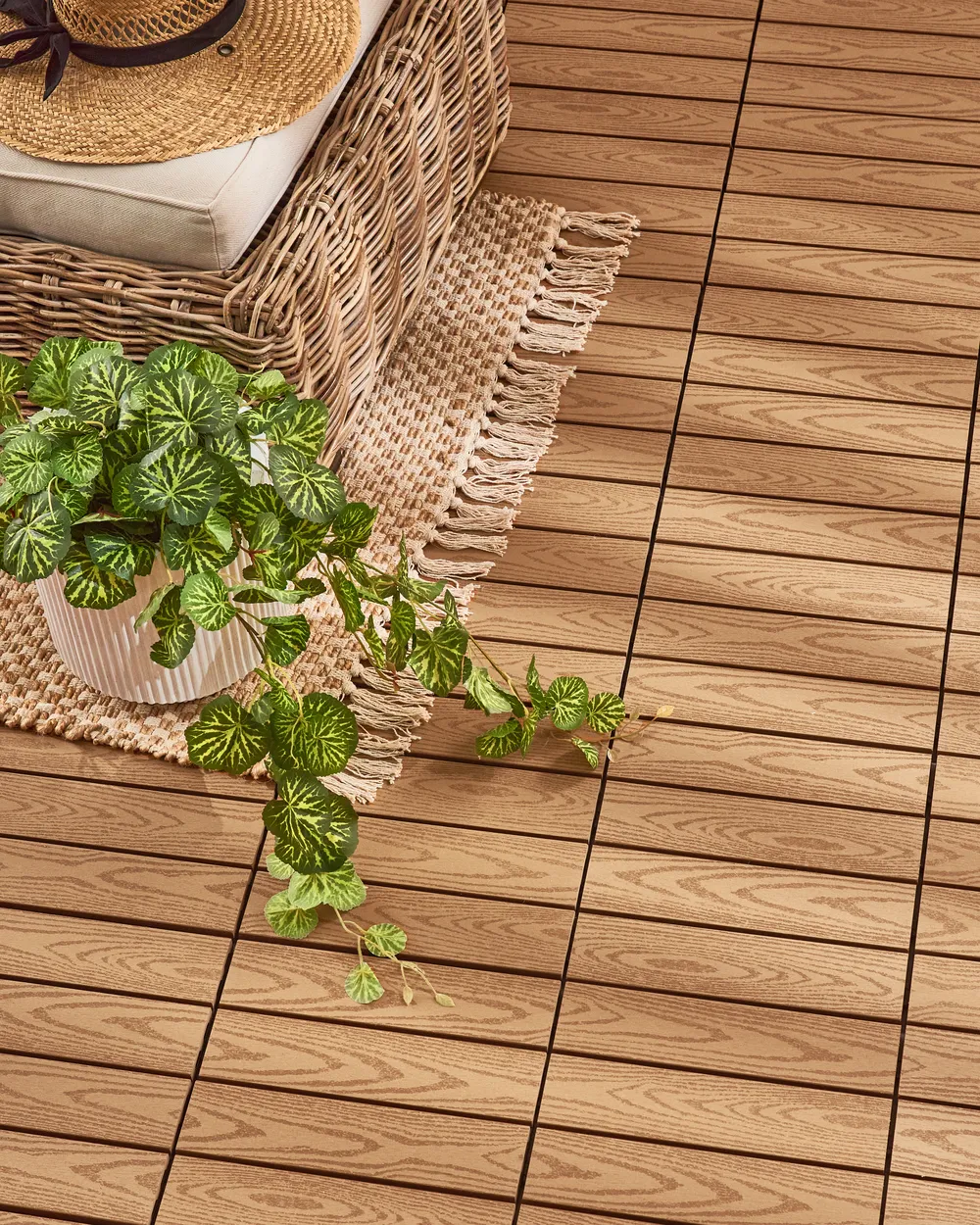 Outdoor Flooring ATESSA Wood-Plastic Composite (WPC) Light Brown_966720