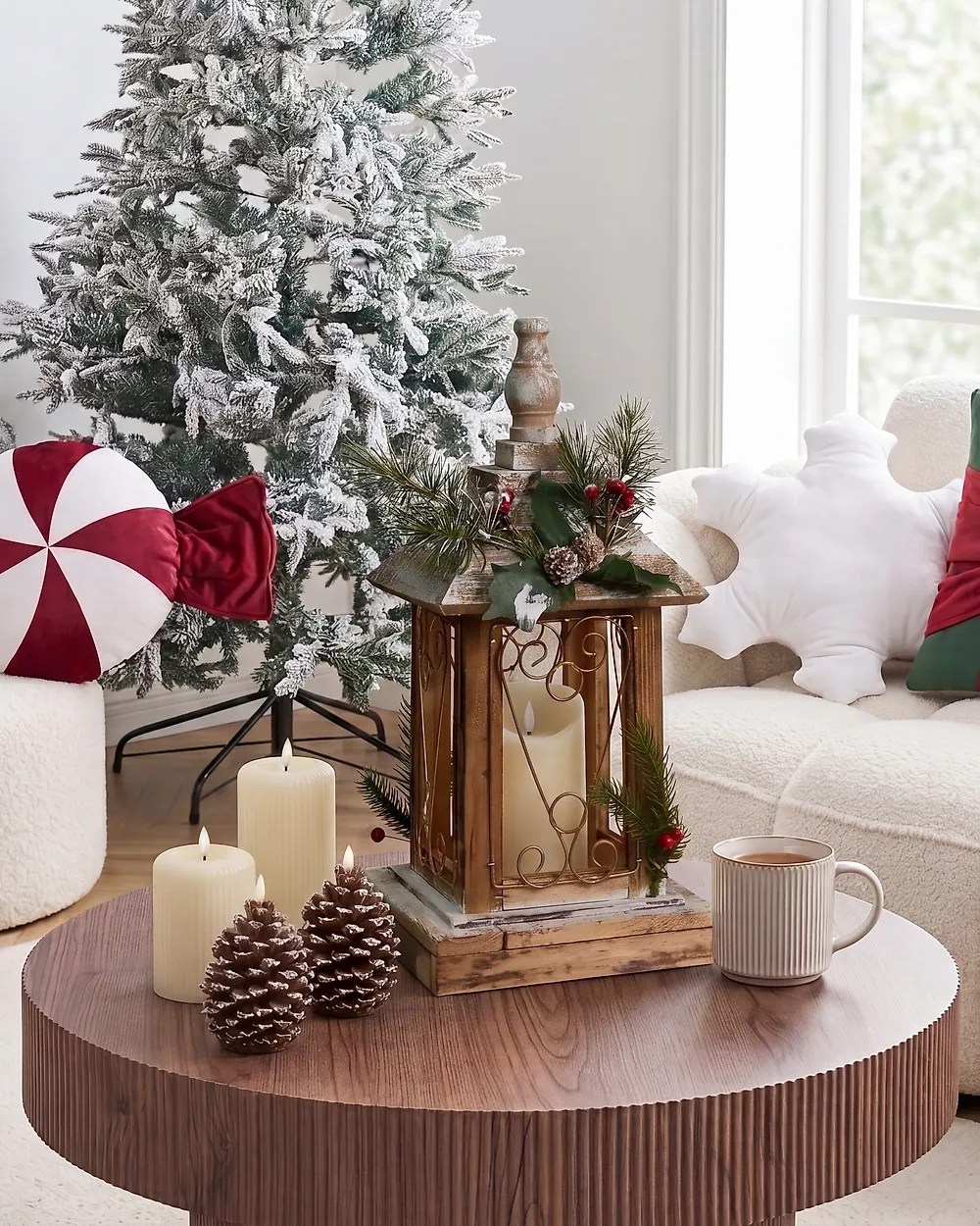 LED Laterne SAIMA 40 cm Weihnachtsmotiv Dunkelbraun