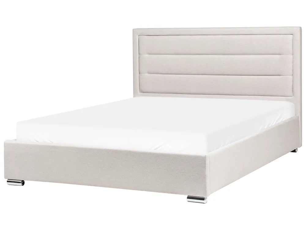 Bett mit Stauraum ROUEN Stoff Hellbeige 160 x 200 cm_996737