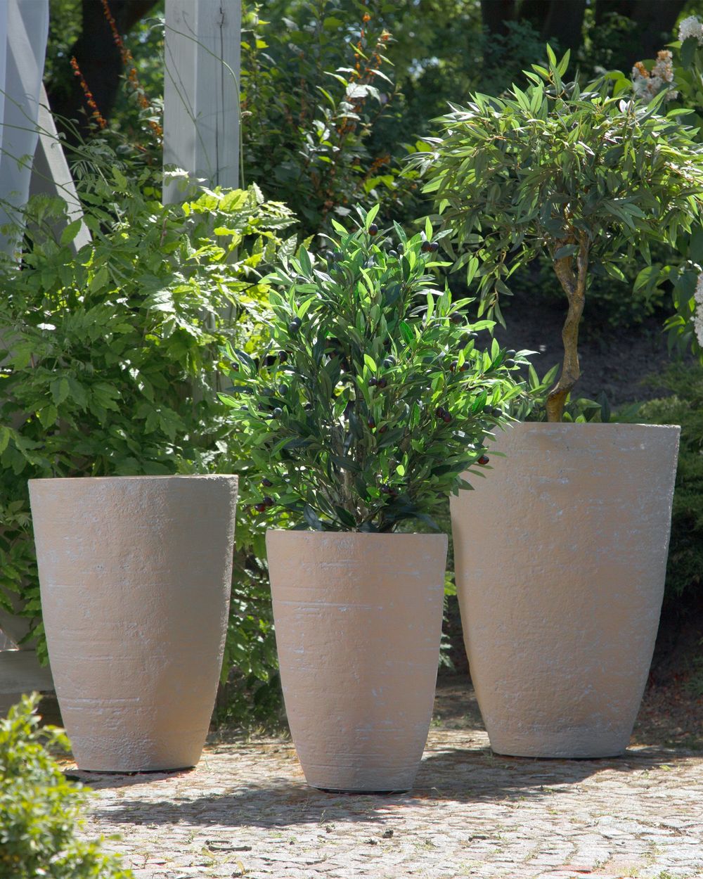 Lot de 2 pots de fleurs CAMIA 43 cm Beige