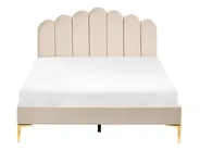 Lit avec sommier Velours SAUVIAN 140 x 200 cm Beige_1014403