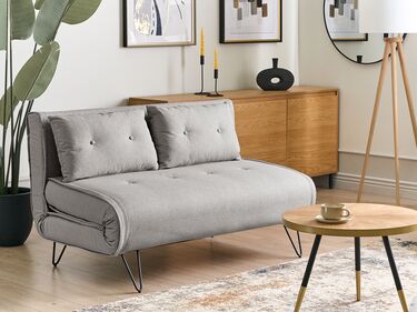 2 Seater Fabric Sofa Bed Light Grey VESTFOLD